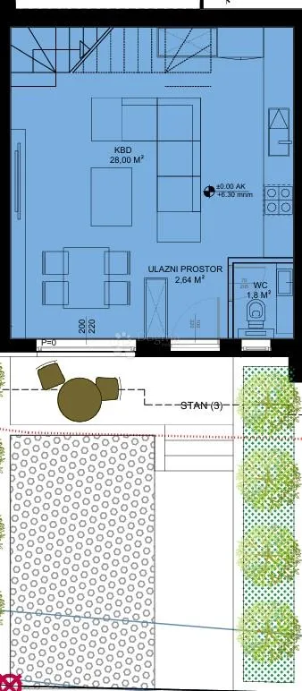 sv. petar na moru - s3 luksuzan dvoetažni stan s vrtom 76,02m2 - slika 11