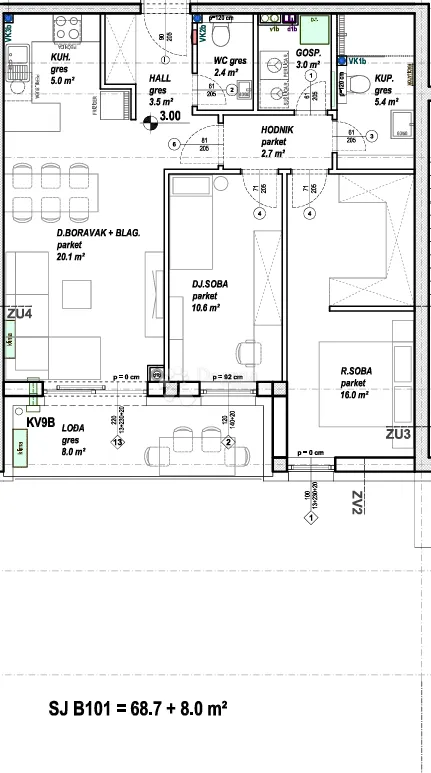 stan u novogradnji, 1. kat, čakovec | 68,7 m² - slika 6
