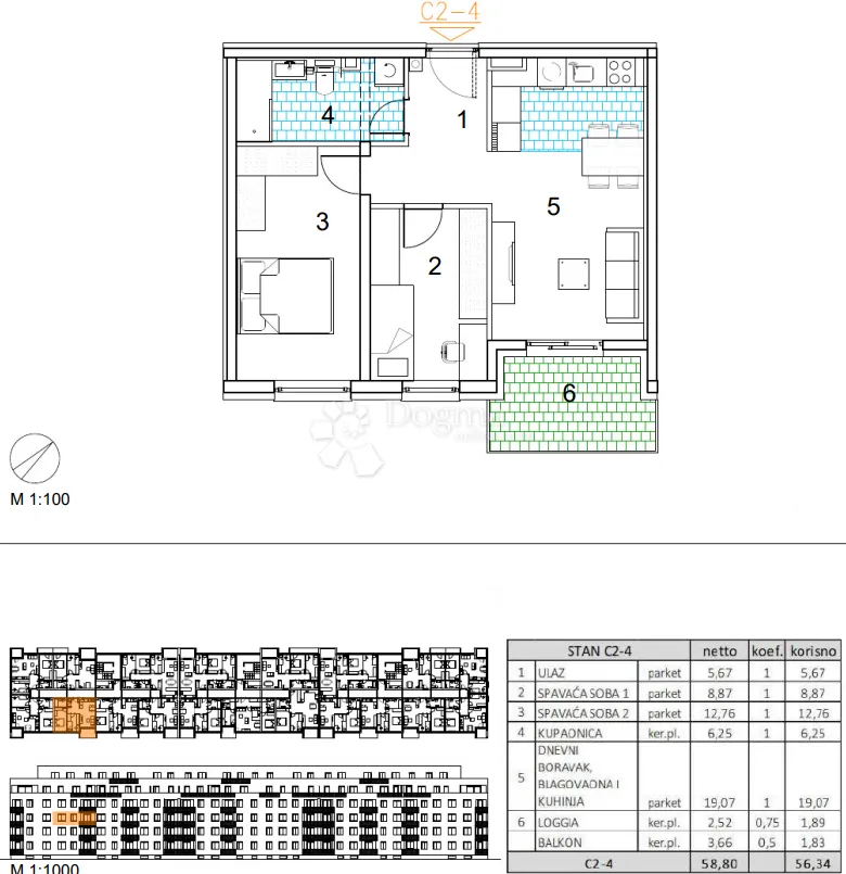 velika gorica, novogradnja, trosoban stan 56.34 m2, 2.kat - slika 13