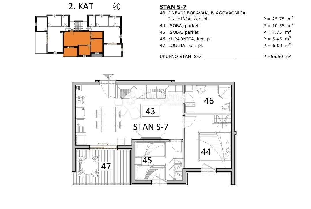 novogradnja pag, mandre trosoban stan - slika 7