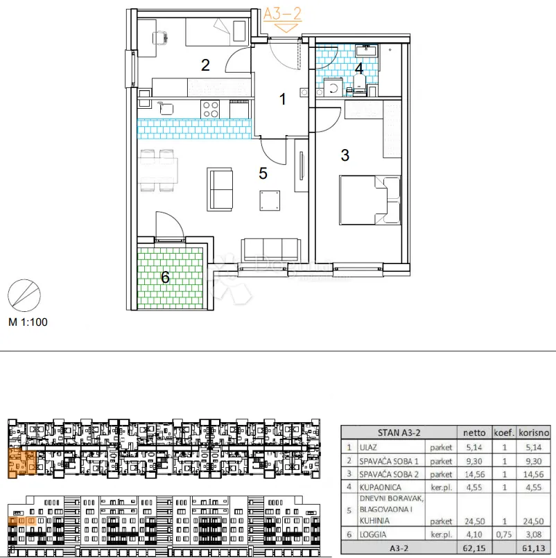 velika gorica, novogradnja, trosoban stan 61.13 m2, 3.kat - slika 13