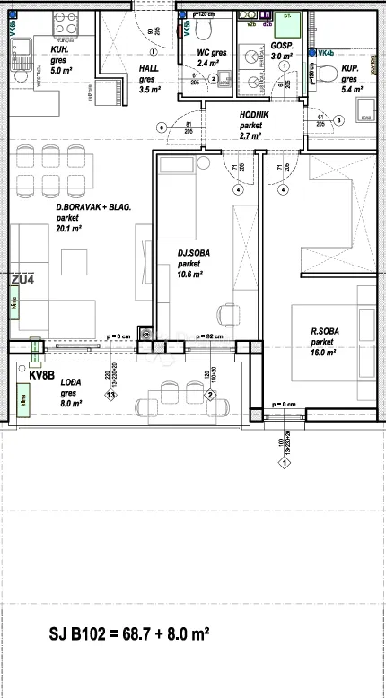 stan u novogradnji, 1. kat, čakovec | 68,7 m² - slika 6
