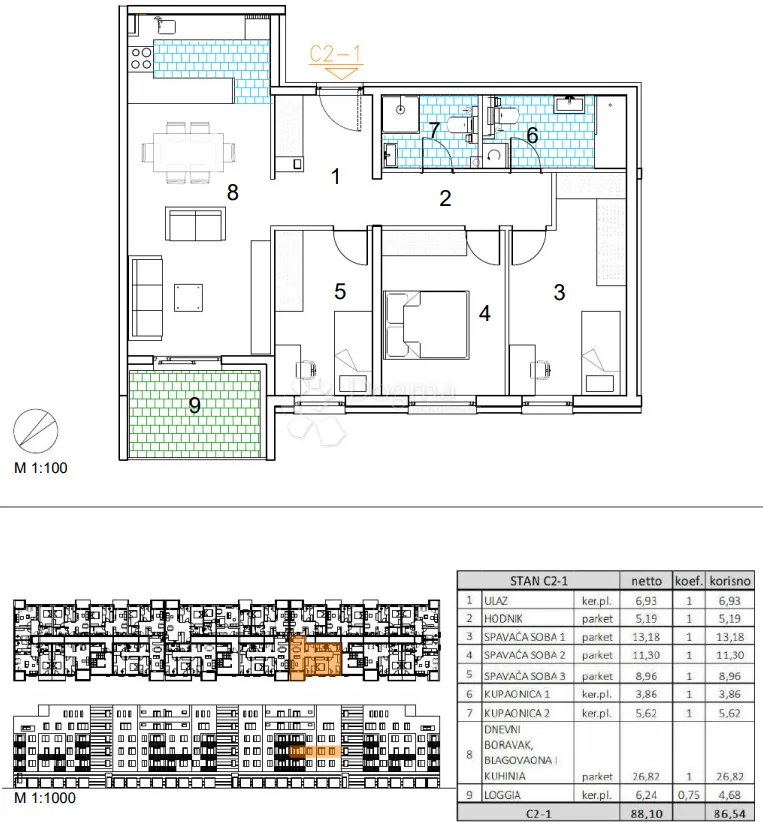 velika gorica, novogradnja, četverosoban stan 86.54 m2, 2.kat - slika 13