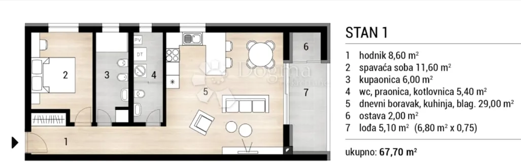 kvalitetna novogradnja u čepinu-prodaja - 67,70m2 - slika 3