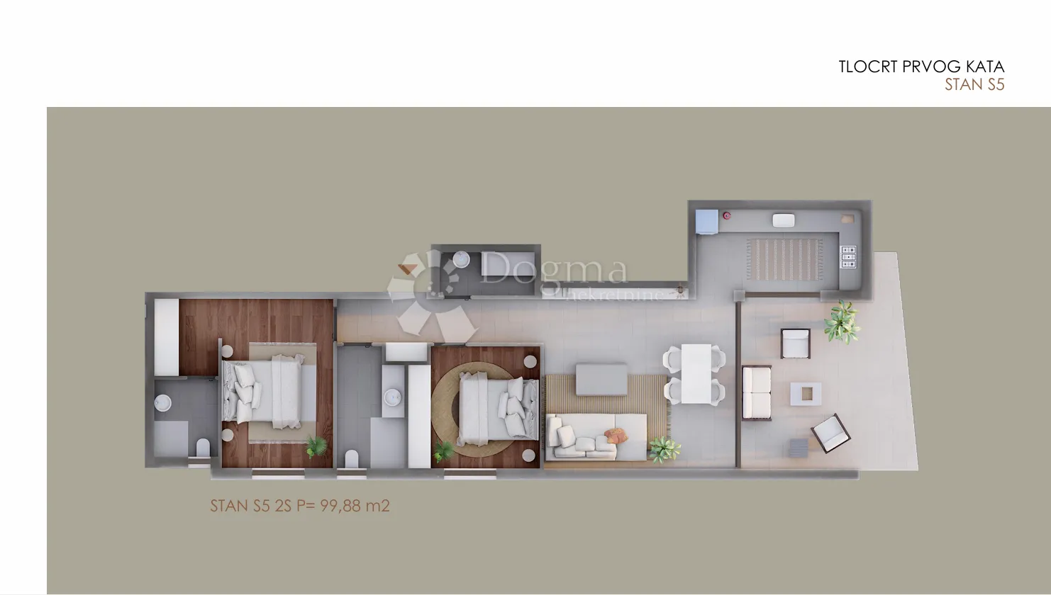 privlaka -mletak / 2s+db / 99,88m2 - slika 4