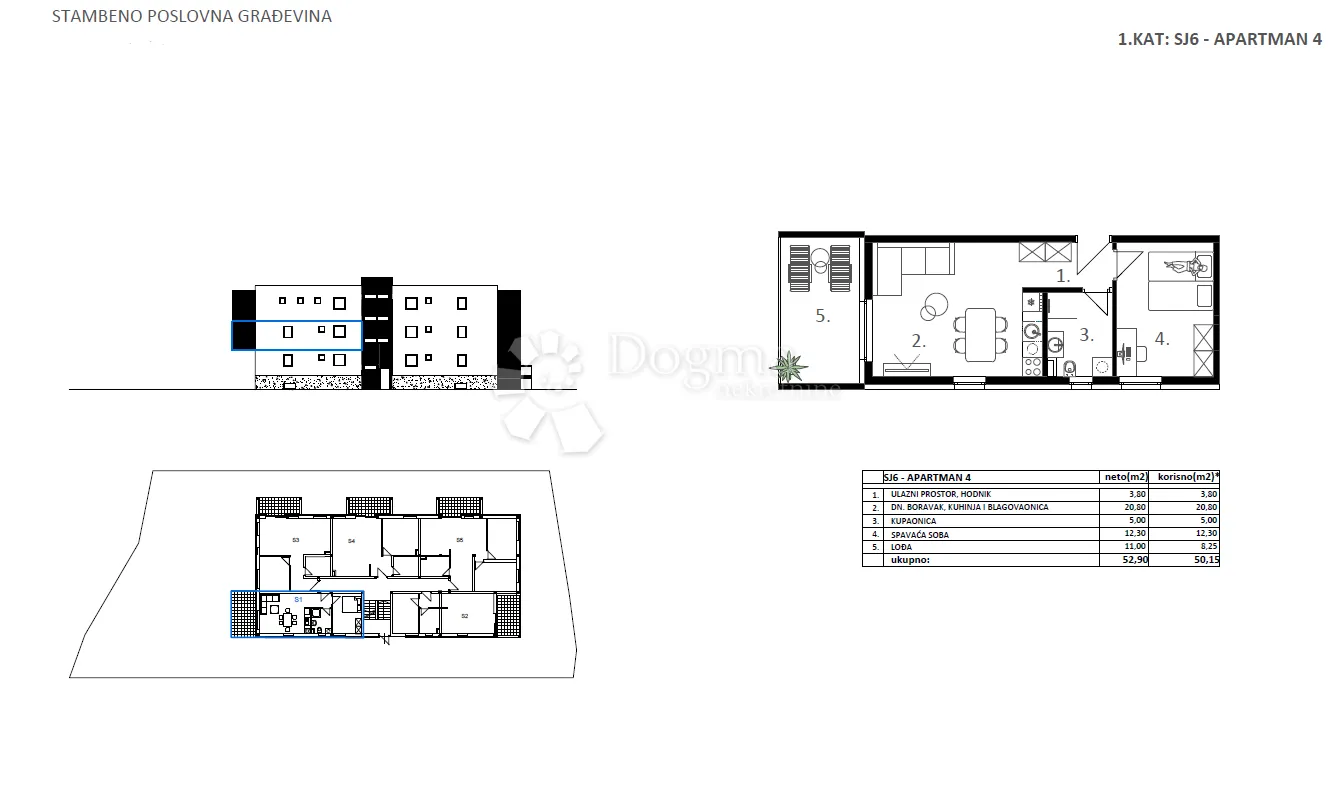 novogradnja vodice - sj 6, apartman 4 - 50,15 m² - slika 2