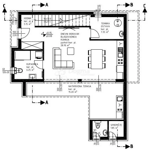 rtina sunset – projekt 6 vila s bazenom, pogled na more - slika 13