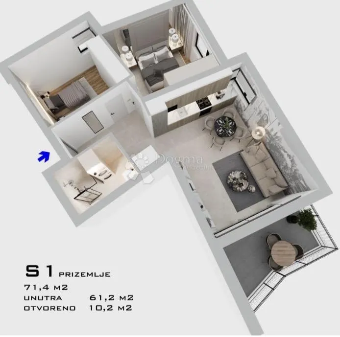 bilice, novogradnja, dvosoban stan s1 u prizemlju - slika 7