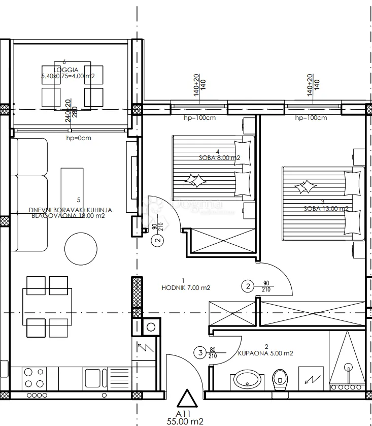 novogradnja veli vrh - 1. kat, 55 m2 (a11) - slika 3
