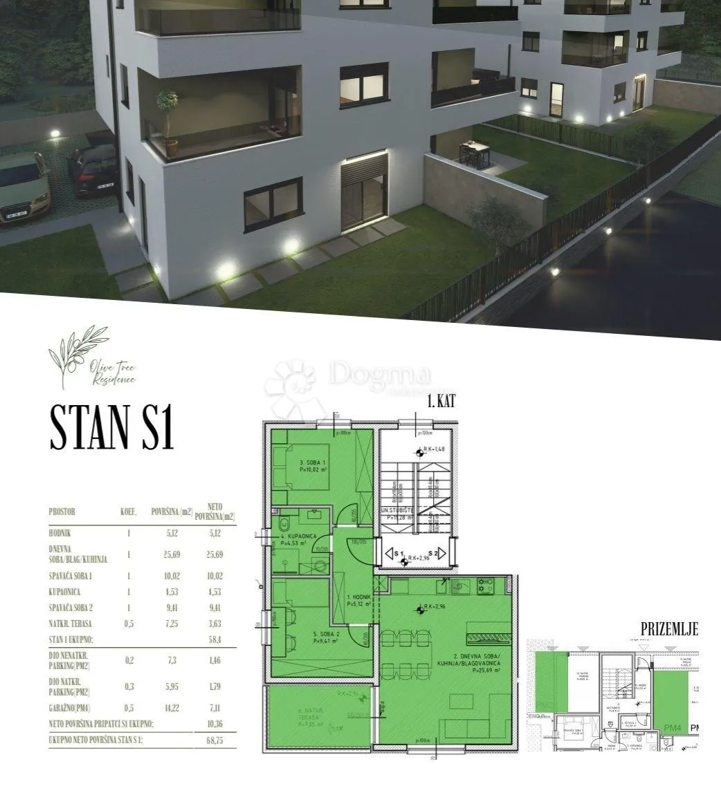 dvosoban stan na prvom katu u kaštel starom! - slika 2