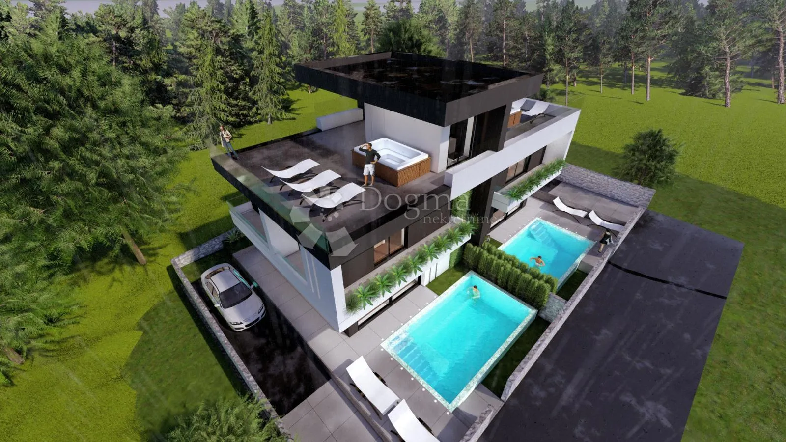 Dvoetažni apartman s bazenom -150m od mora - Privlaka