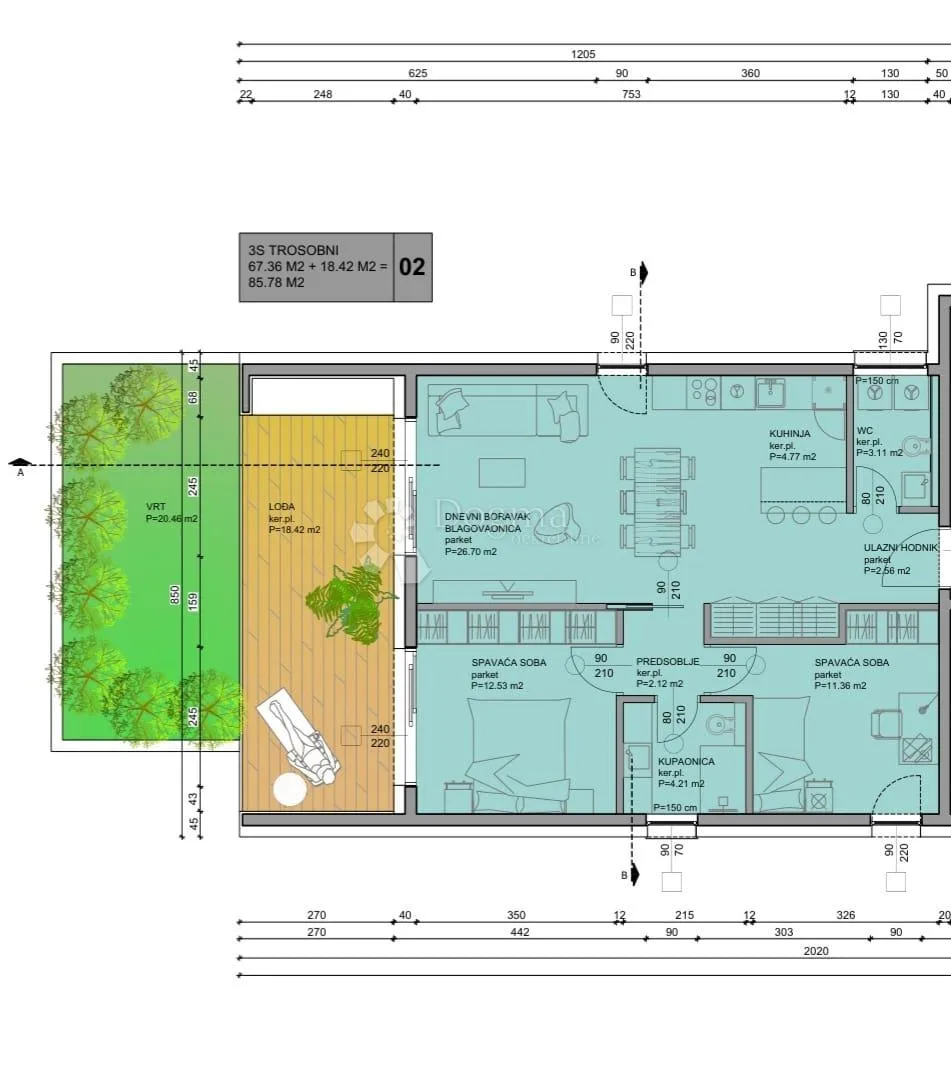 trosoban stan s vrtom i lođom 85,78m2 - karlovac - slika 12