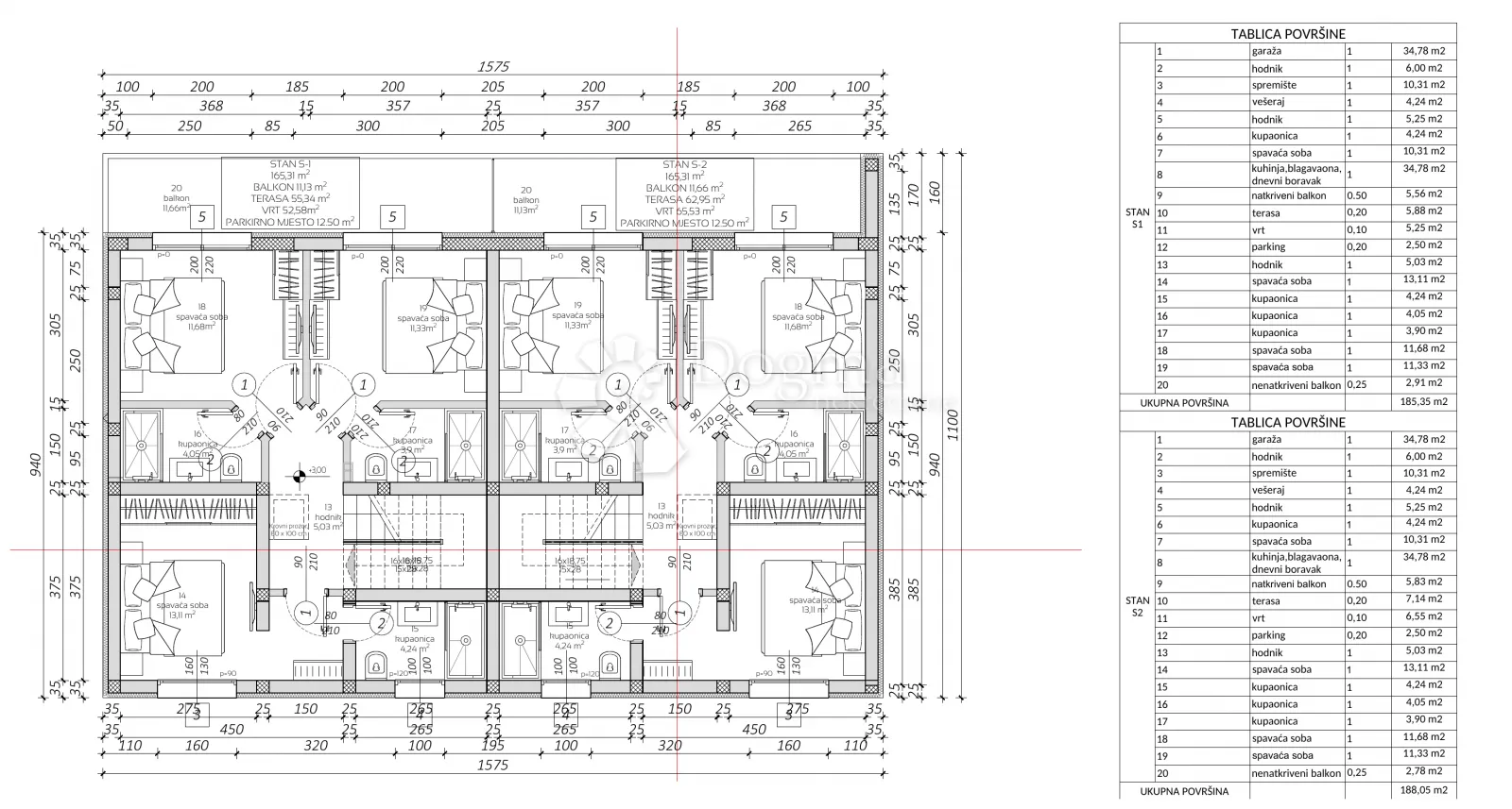 sutivan, moderna novogradnja, 2 stana po 180 m2 - slika 9