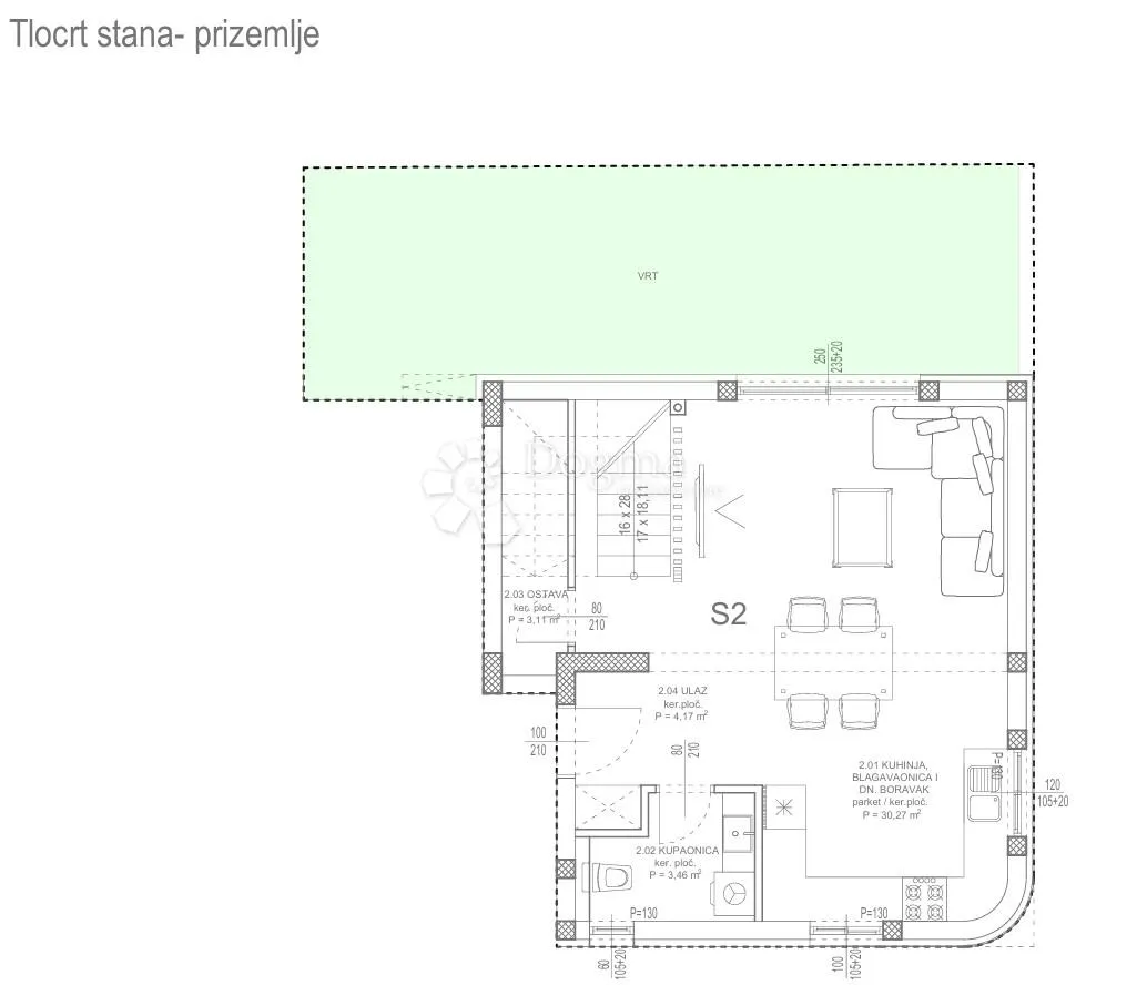kožino - s2 dvoetažni stan s vrtom, 180m od mora - slika 17