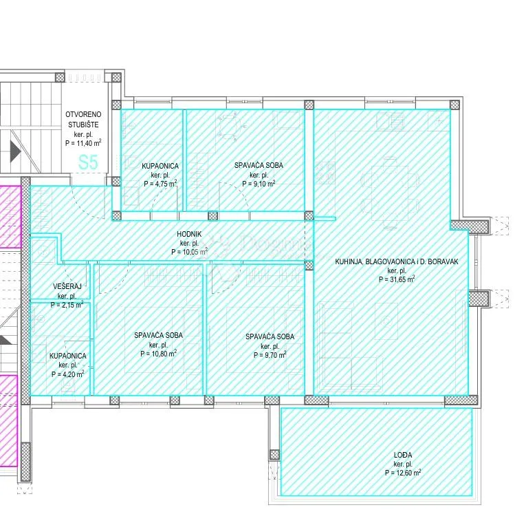 diklo (zadar) - stan s5 2. kat s pogledom na more, krovna terasa 102,35m2 - slika 12