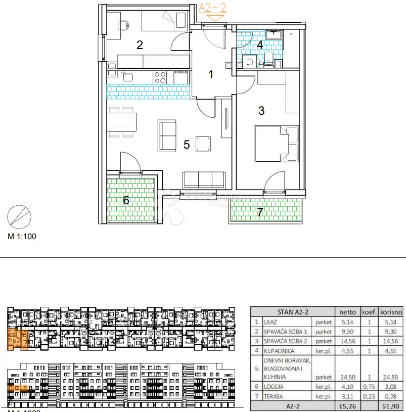 velika gorica, novogradnja, trosoban stan 61.90 m2, 2.kat - slika 13