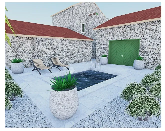 obnovljena kamena villa s bazenom i pogledom, supetar - slika 2