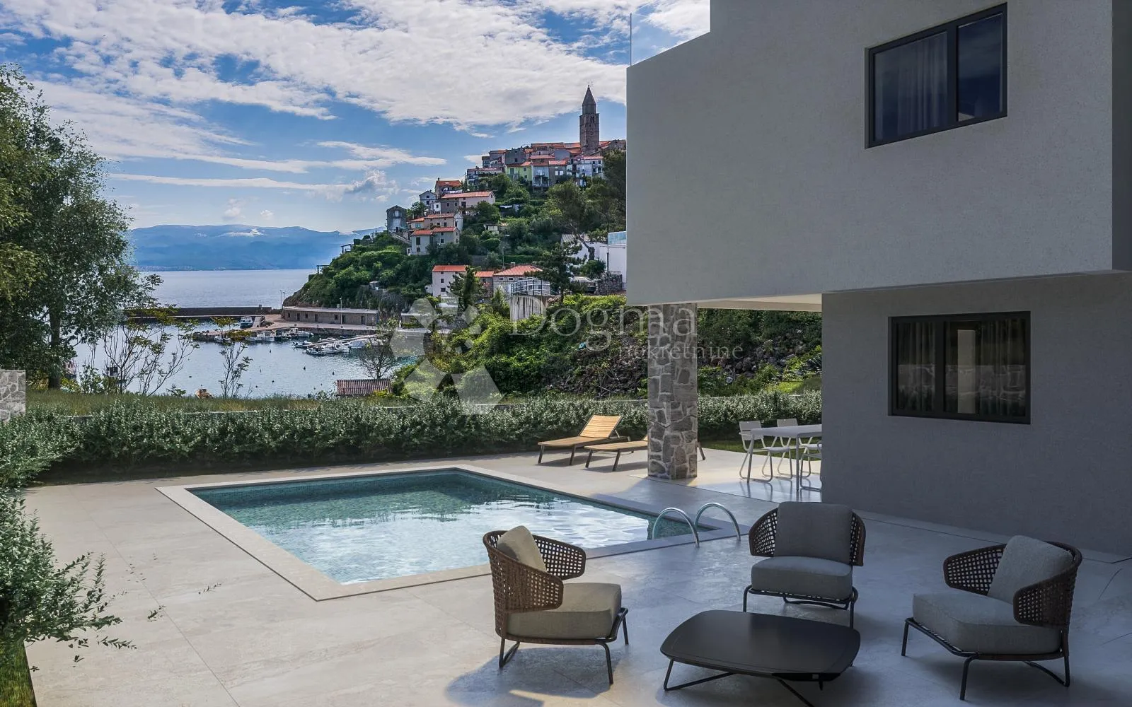 Vrbnik, apartman sa bazenom 50 m od mora
