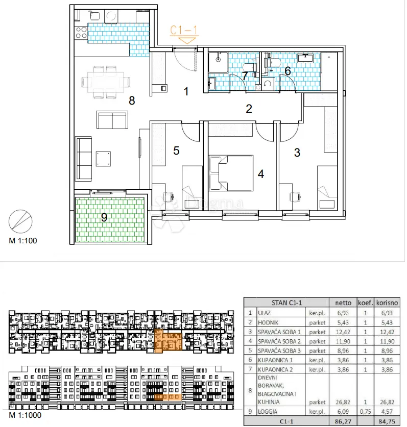 velika gorica, novogradnja, četverosoban stan 84.75 m2, 1.kat - slika 13