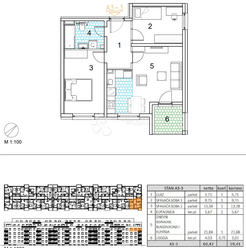 velika gorica, novogradnja, trosoban stan 59.41 m2, 3.kat - slika 13