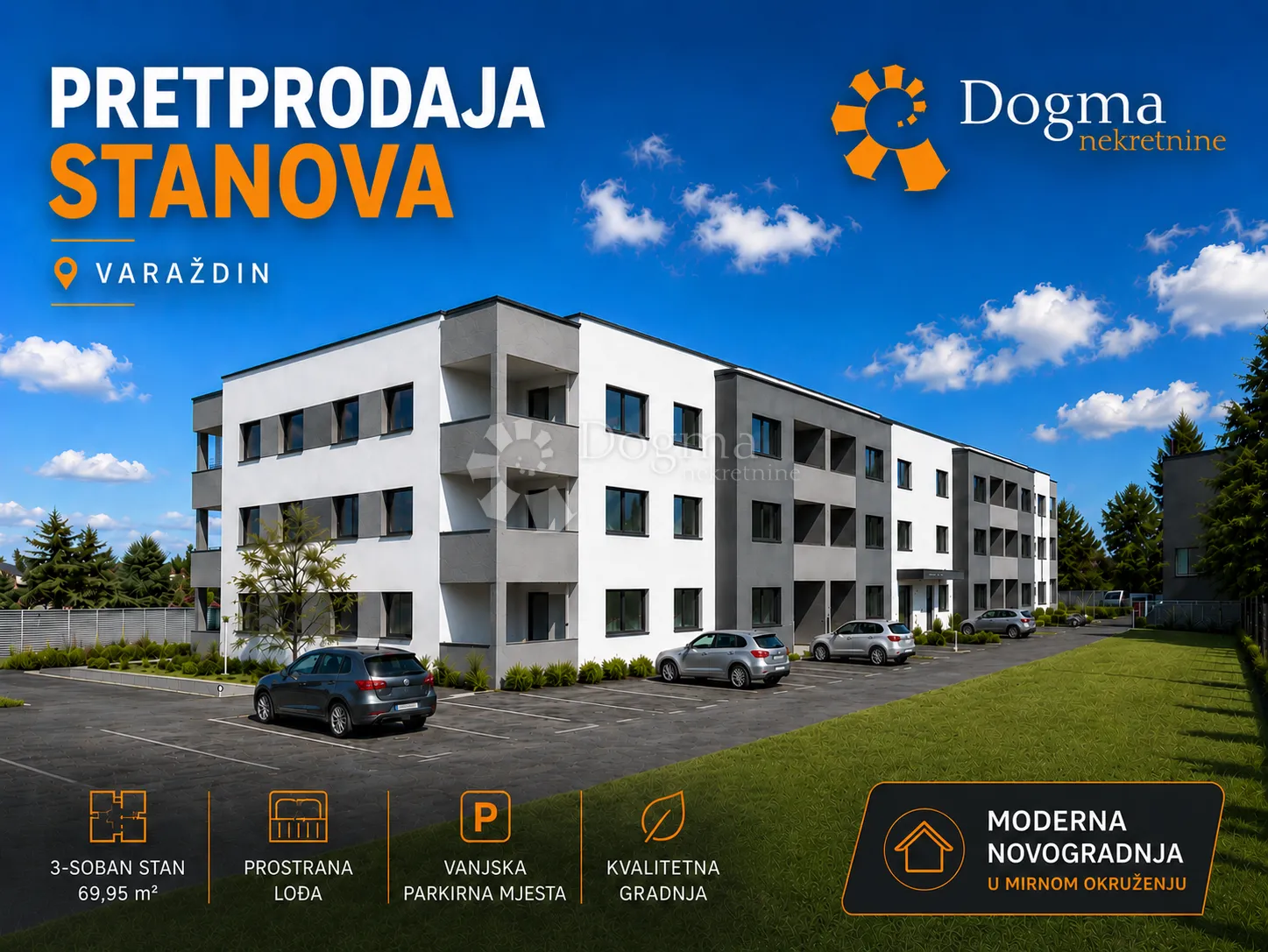 Pretprodaja stanova – moderan stan s vrtom u prizemlju novogradnje, Varaždin | 58,75 m² + loggia + vrt 64