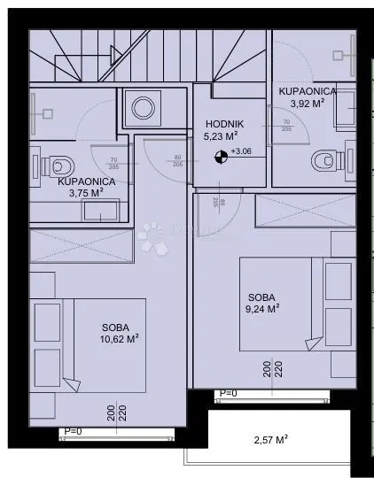 sv. petar na moru - s1 luksuzan dvoetažni stan s vrtom 79.80 m² - slika 12