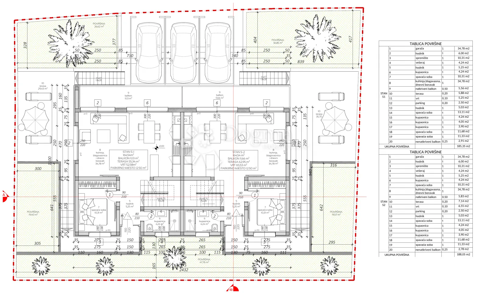 sutivan, moderna novogradnja, 2 stana po 180 m2 - slika 10