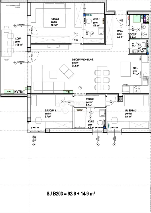 moderan četverosoban stan u novogradnji, 2. kat, čakovec | 92,6 m² + 14,9 m² lođa - slika 2