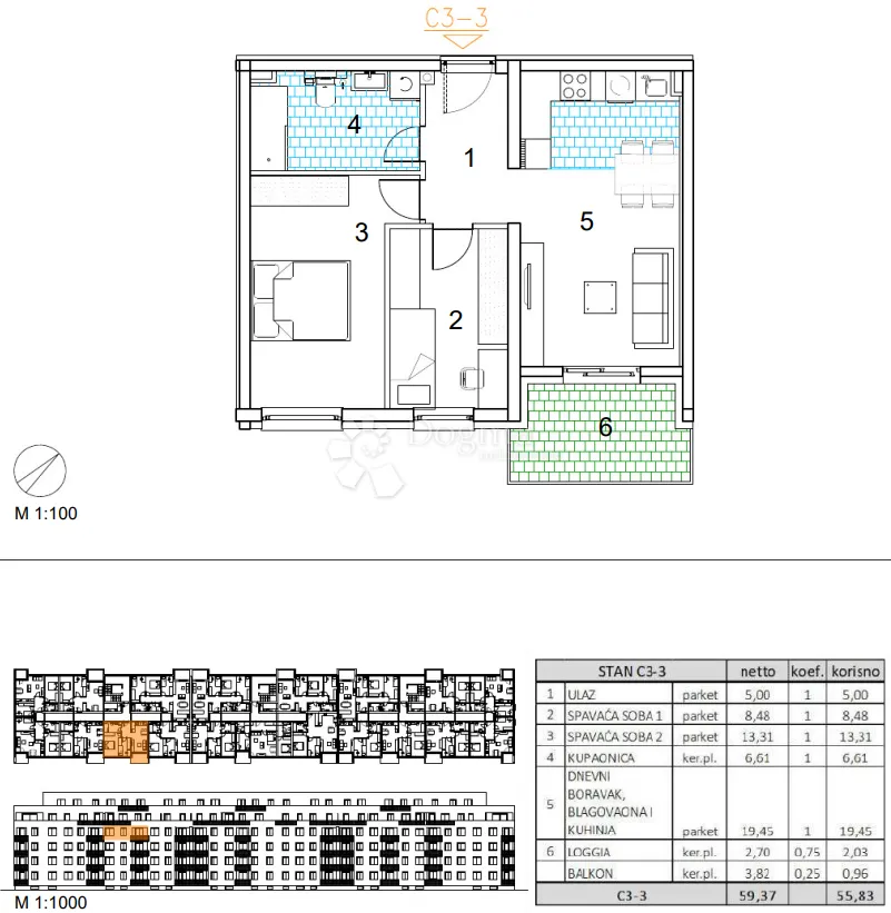 velika gorica, novogradnja, trosoban stan 55.83 m2, 3.katb - slika 13