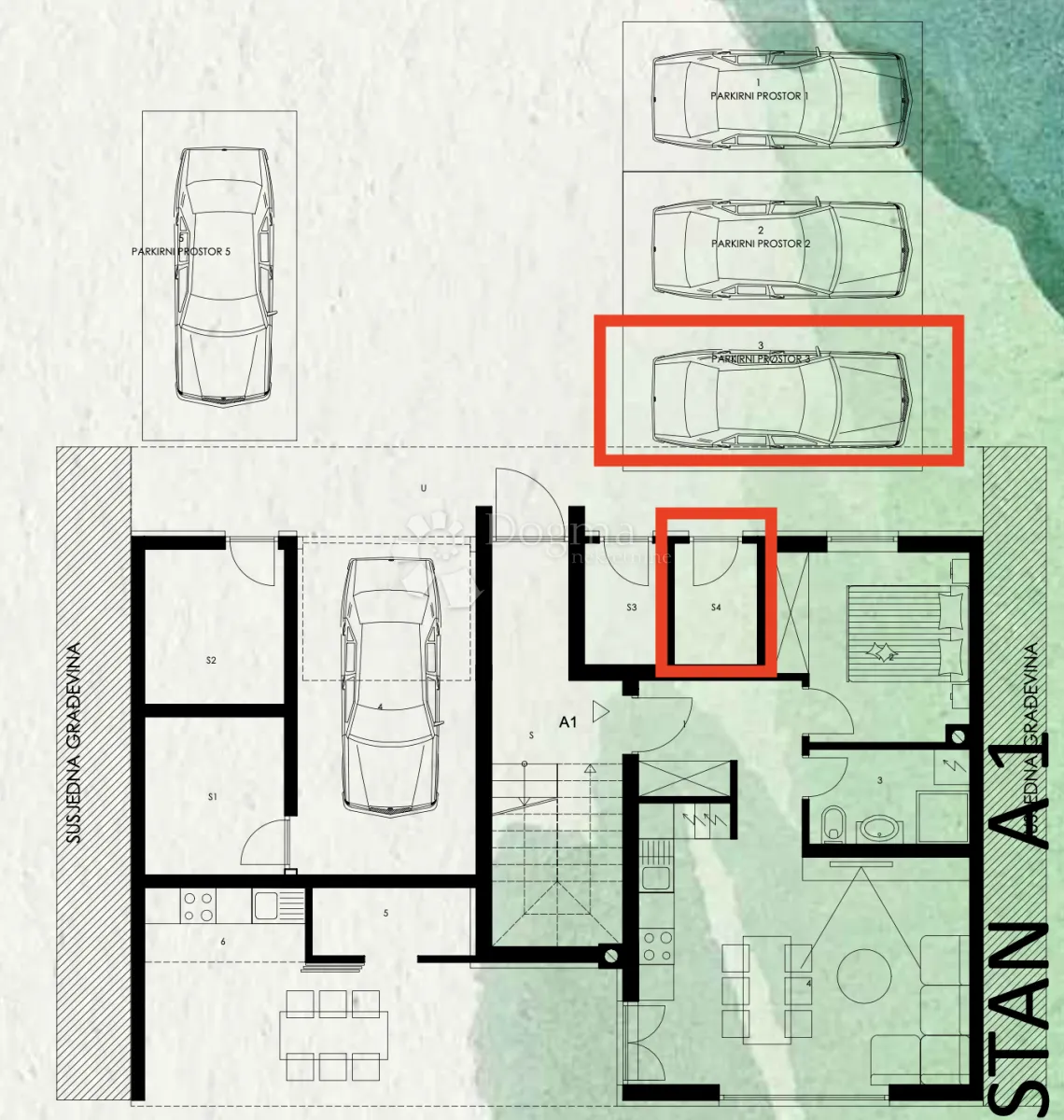 a1 stan u prizemlju 48.70 m2, novogradnja zgrada b - slika 3