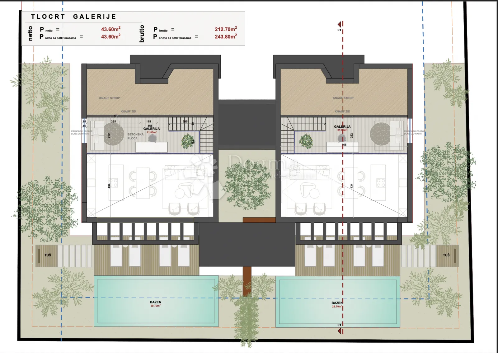 moderna kuća s bazenom i galerijom – projekt 2 - slika 9