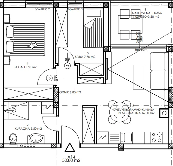 novogradnja veli vrh - 1. kat, 50 m2 (a14) - slika 3