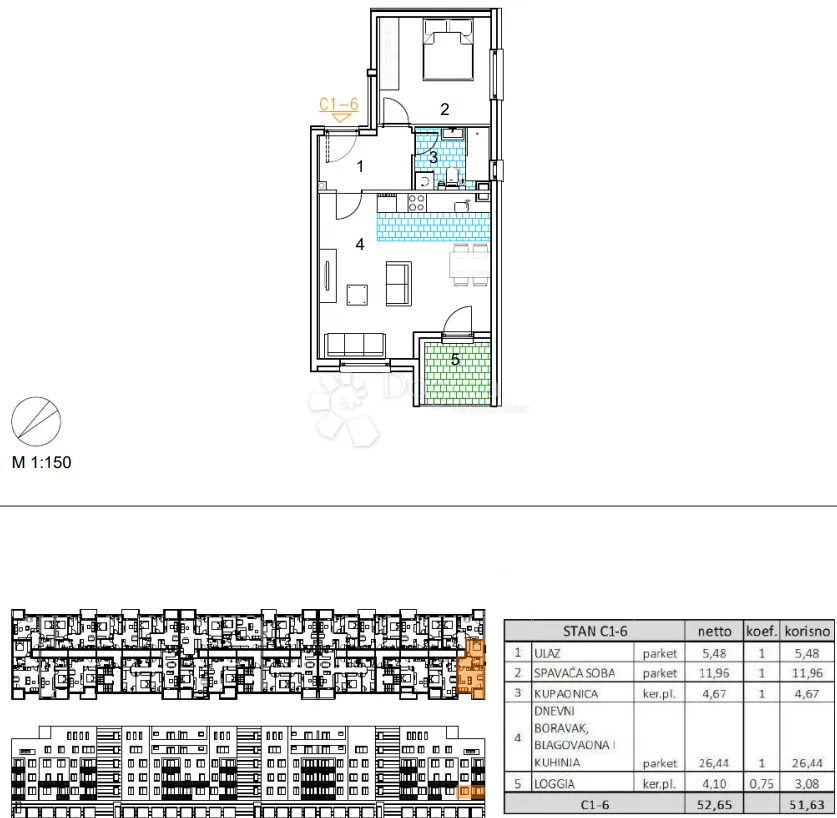 velika gorica, novogradnja, dvosoban stan 51.63 m2, 1.kat - slika 13