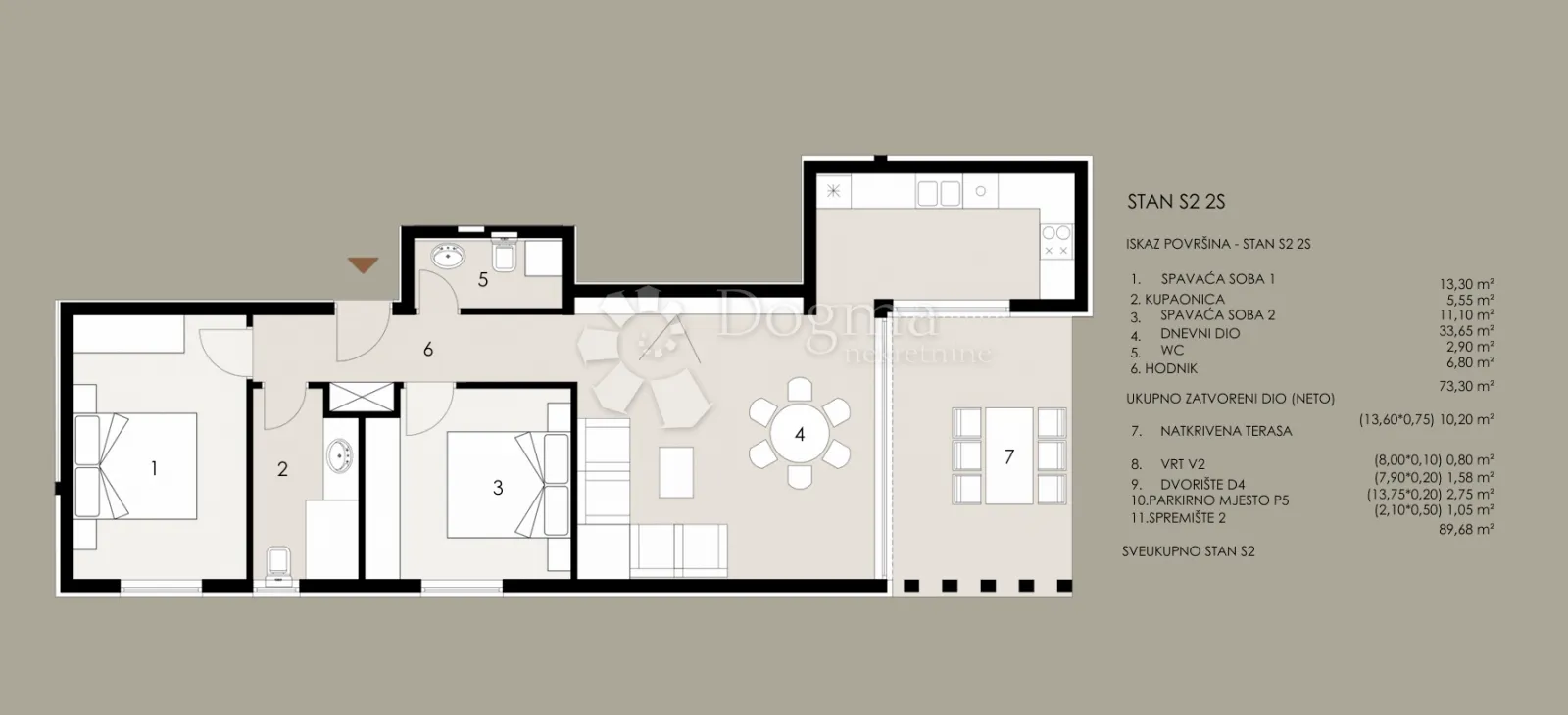 trosoban stan 89,68 m2-privlaka-mletak novogradnja - slika 3