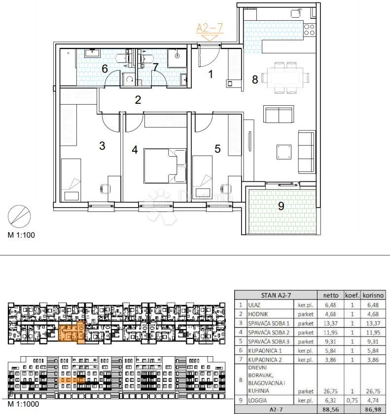 velika gorica, novogradnja, četverosoban stan 86.98 m2, 2.kat - slika 13