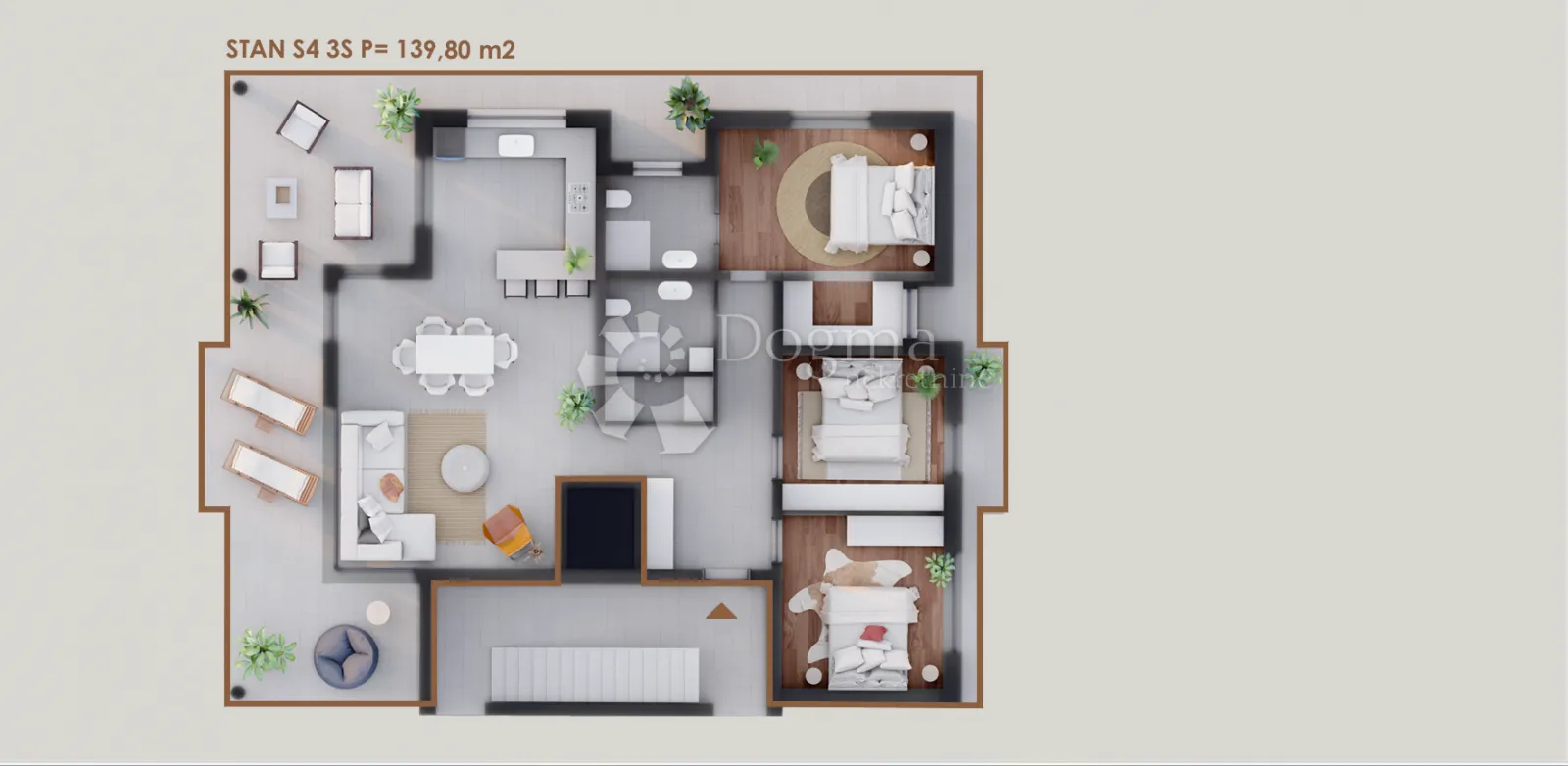luksuzan stan 140m2,otok vir-pogled na more - slika 2