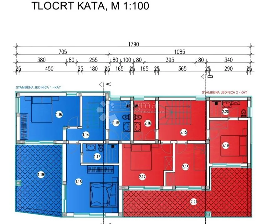 s1-novogradnja, vodice, dvojna kuća sa bazenom i pogledom na more - slika 8