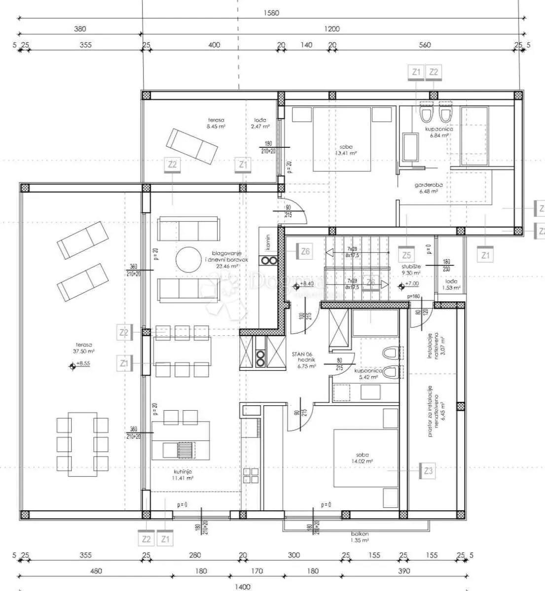 bibinje - penthouse 154 m2 - 10m od mora i uređene plaže - slika 21