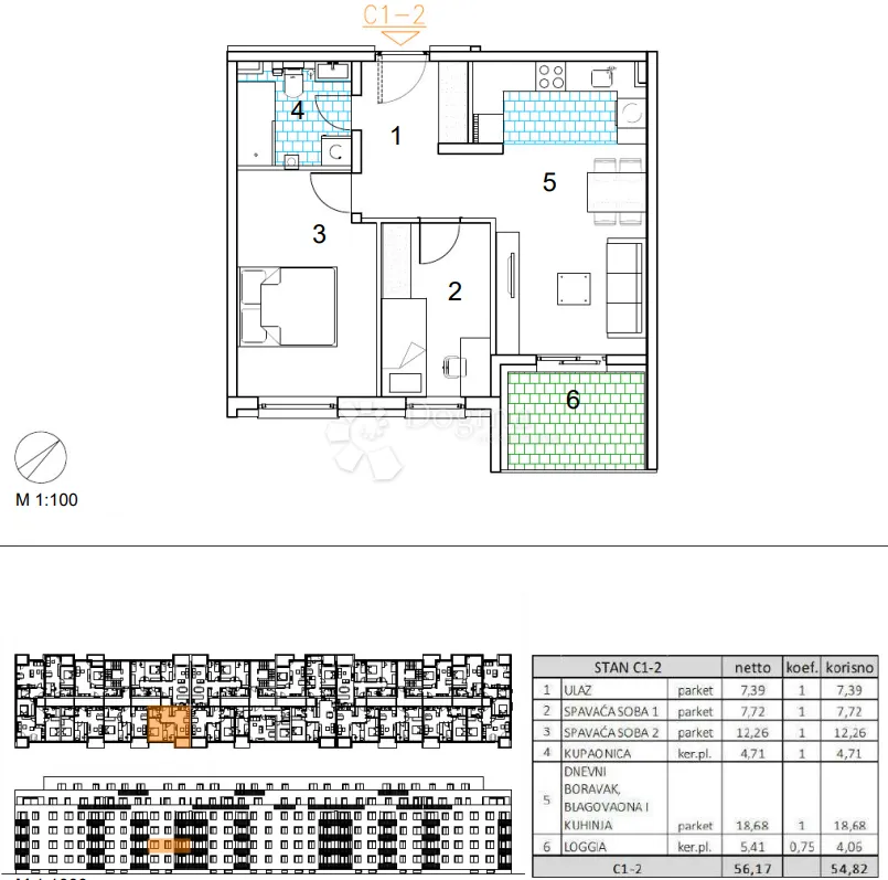 velika gorica, novogradnja, trosoban stan 54.82 m2, 1.kat - slika 13