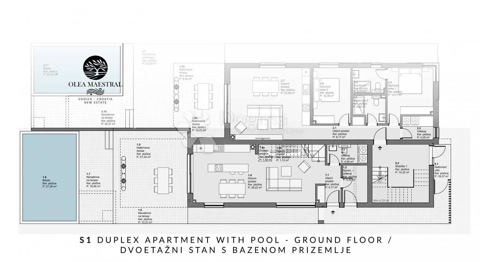 vodice - luksuzan duplex sa bazenom s1 - slika 8