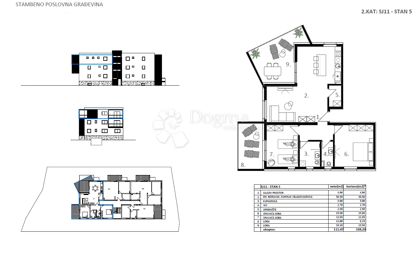 novogradnja vodice - sj 11, stan 5 - 104,20 m² - slika 2