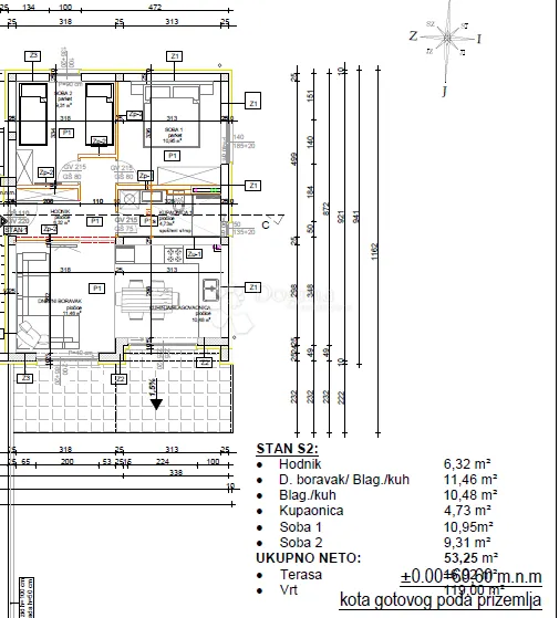 novo! novogradnja – dvosoban stan u prizemlju s velikim vrtom s2, plano (trogir) - slika 23