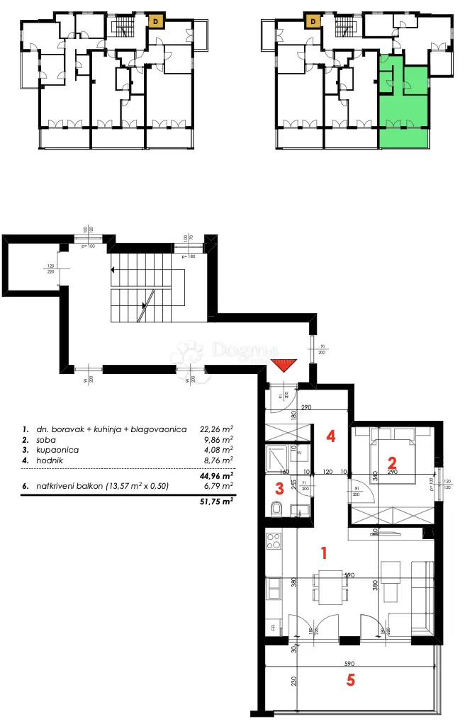 makarska | t2 | stan s11 | jednosoban stan i 2.kat - slika 14