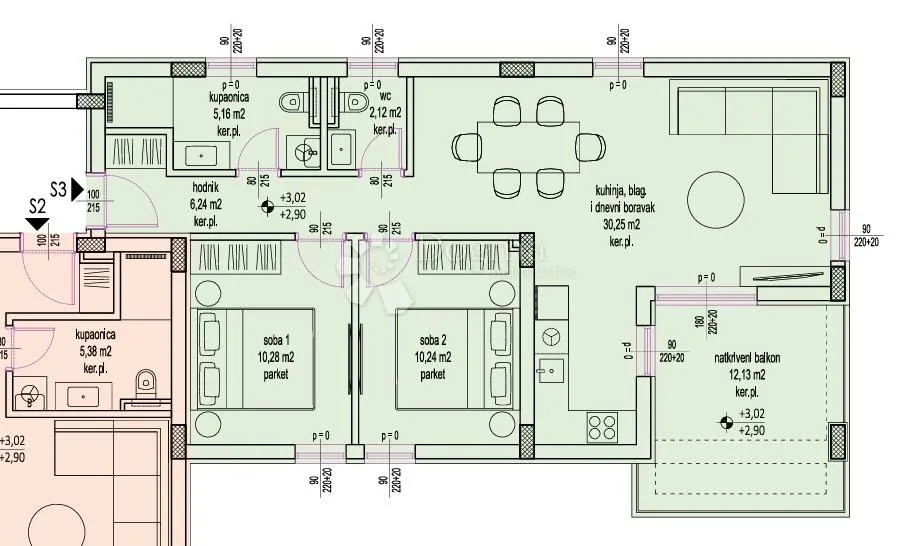 petrčane - s3 prvi kat s pogledom na more 75,86m2 - slika 19