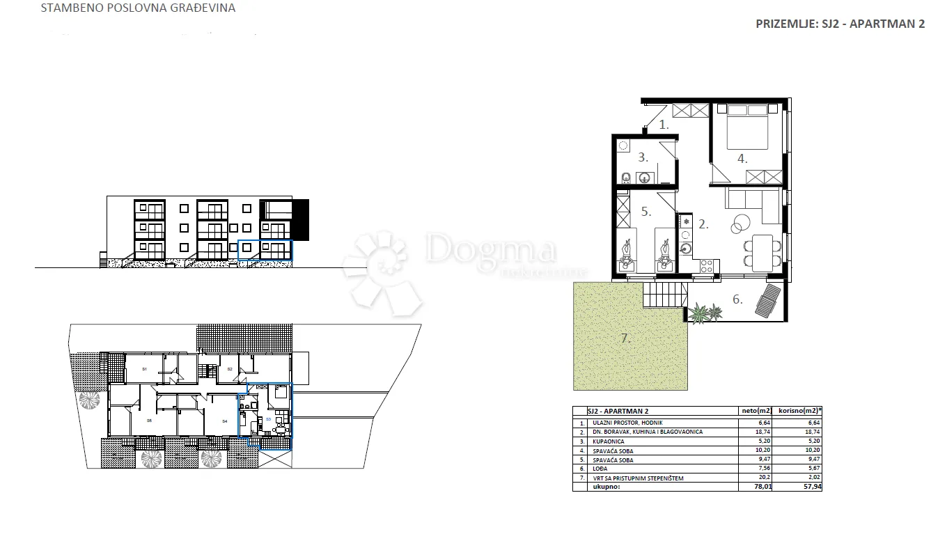 novogradnja vodice - sj 2, apartman 2 - 57,94 m² - slika 2