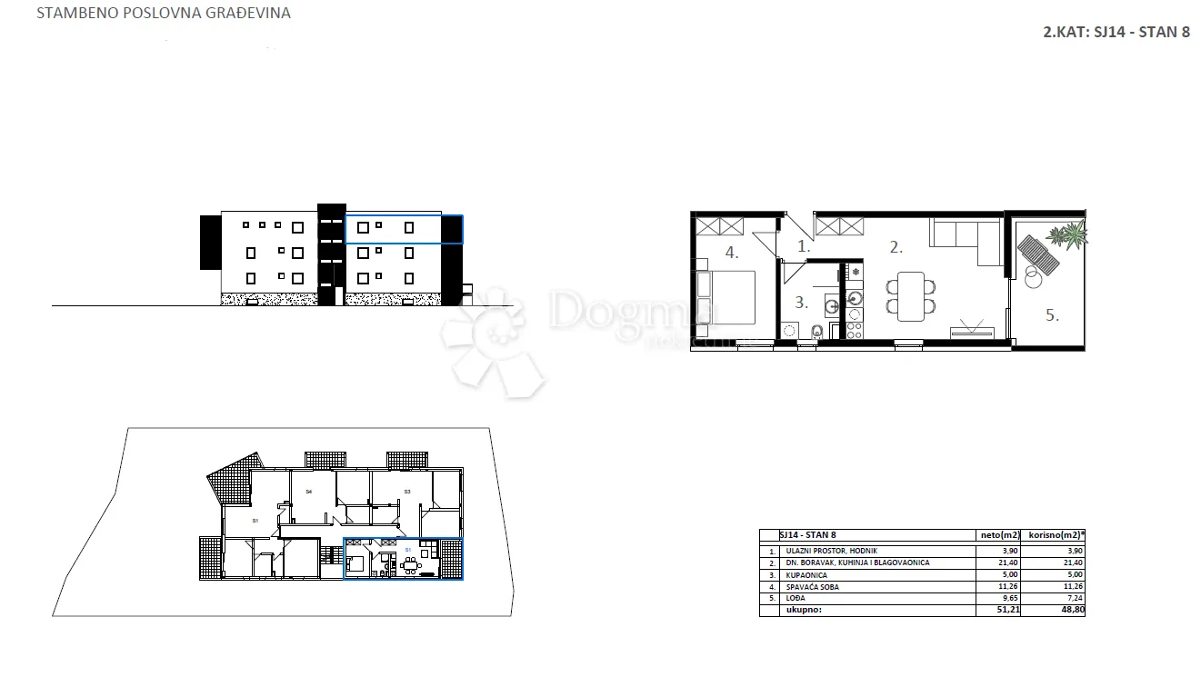 novogradnja vodice - sj 14, stan 8 - 48,80 m² - slika 2