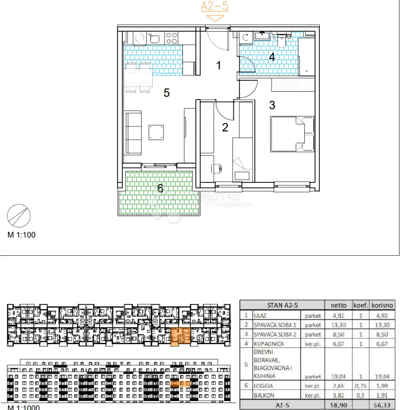 velika gorica, novogradnja, trosoban stan 56.33 m2, 2.kat - slika 13