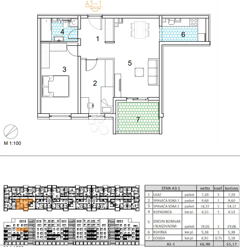 velika gorica, novogradnja, trosoban stan 65,17 m2, 3.kat - slika 13