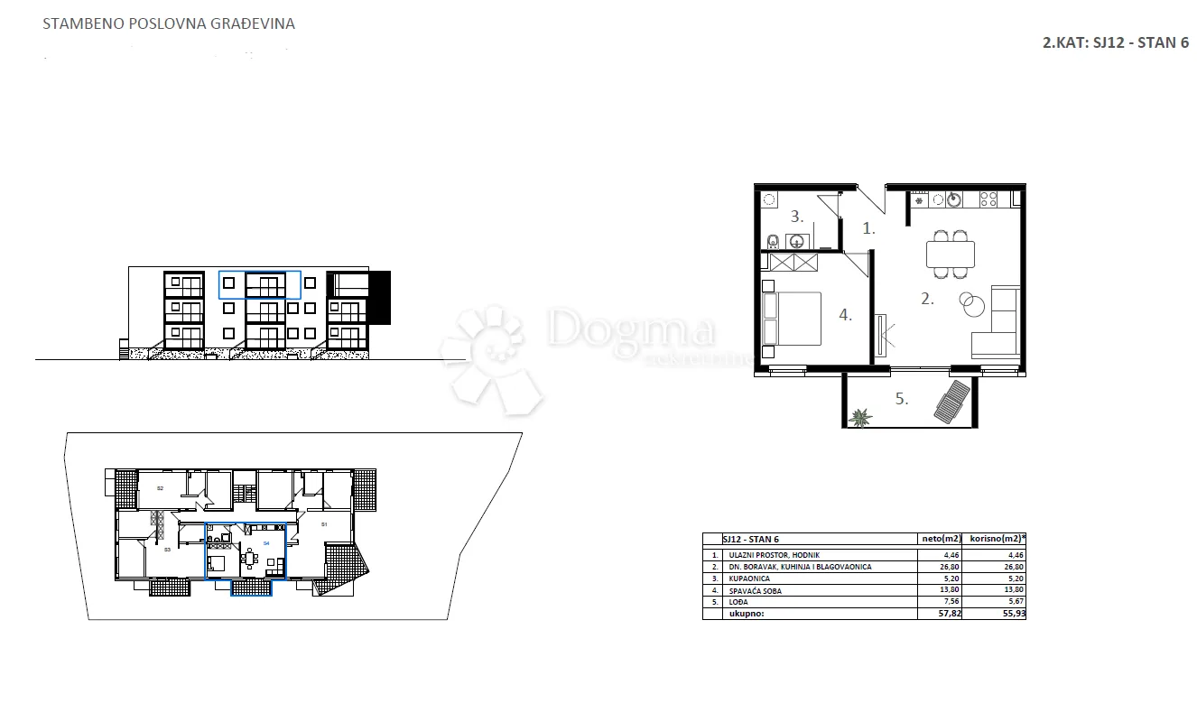 novogradnja vodice - sj 12, stan 6 - 55,93 m² - slika 2