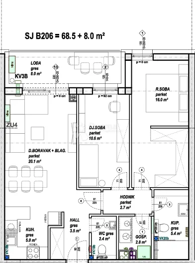 moderan trosoban stan, 2. kat, čakovec | 68,5 m² + 8 m² lođa - slika 6